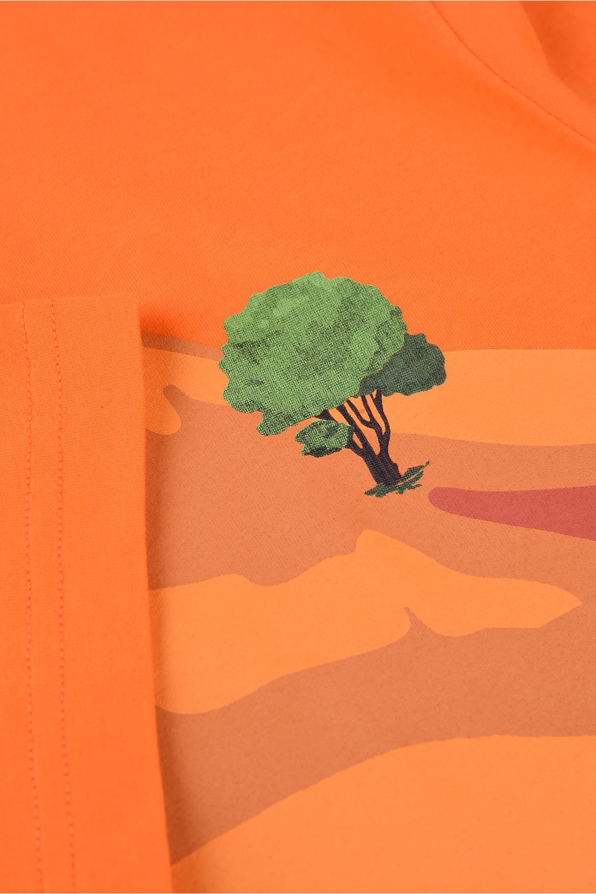 Yalnız Ağaç Tasarım Bisiklet Yaka Turuncu Pamuk T-shirt 22’